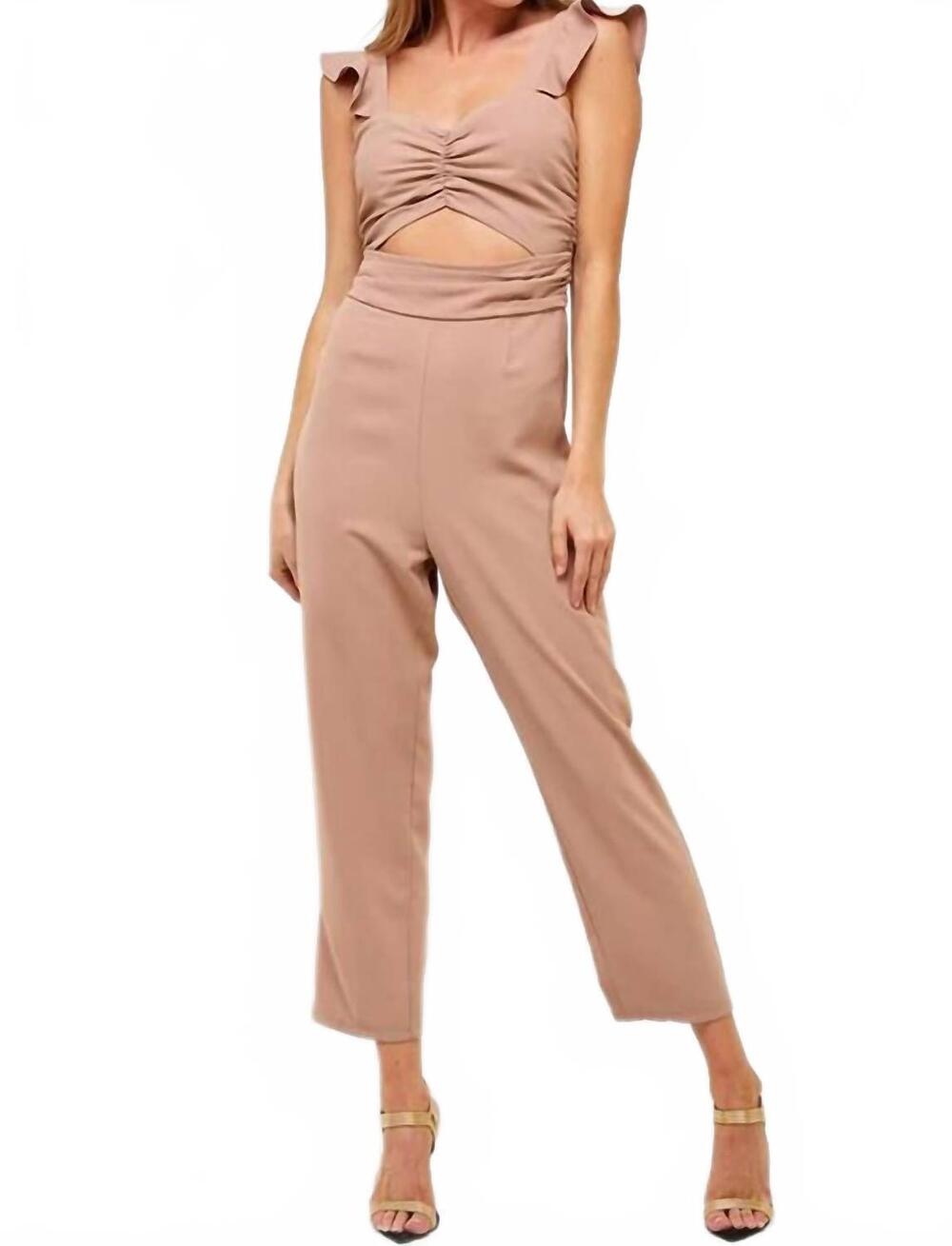 NEW LOVERS + FRIENDS knox cap sleeve jumpsuit in dark mauve